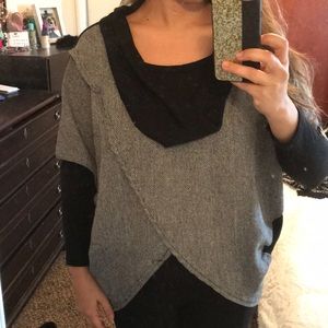 Black and grey cowl neck sweater